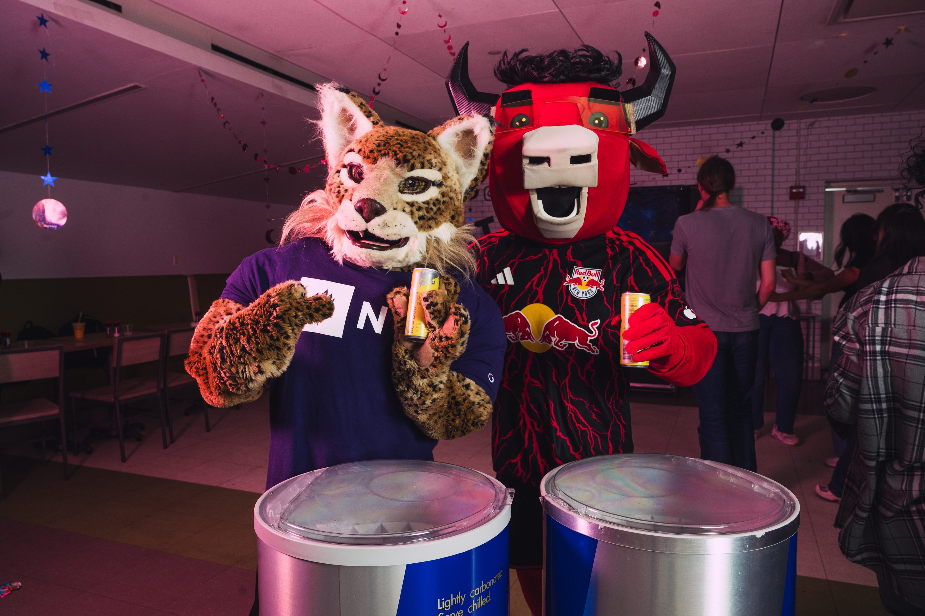 Students dance at the Red Bull Midnight Breakfast.